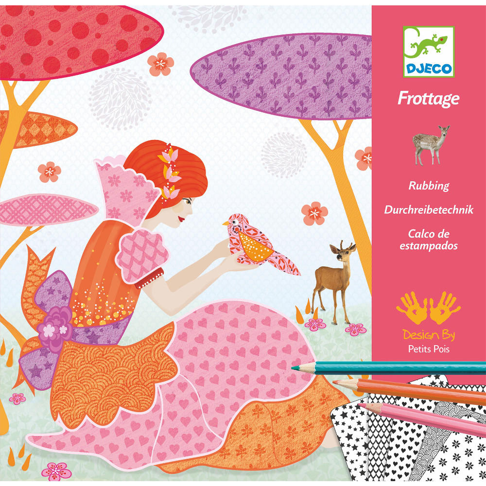 Djeco all my beautiful dresses pencil rubbing craft kit
