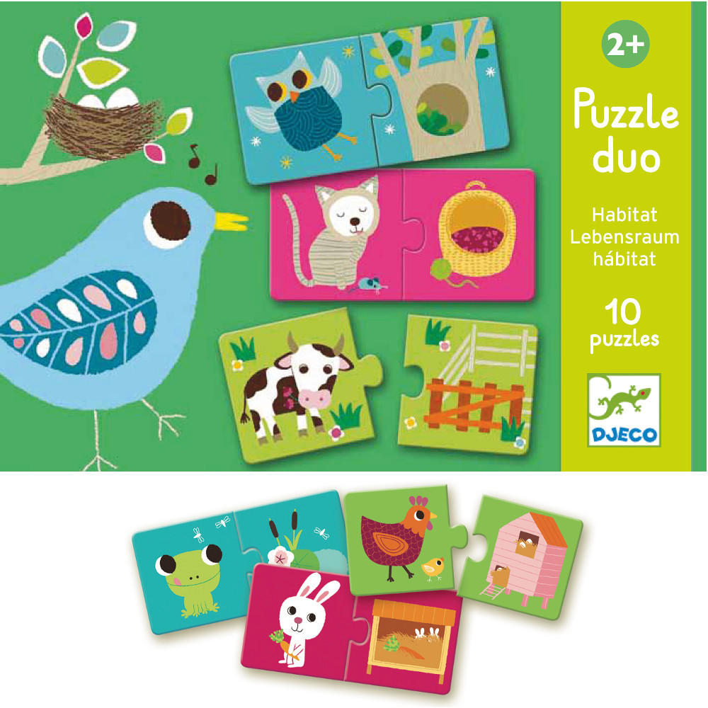 Djeco animal habitat puzzle duo
