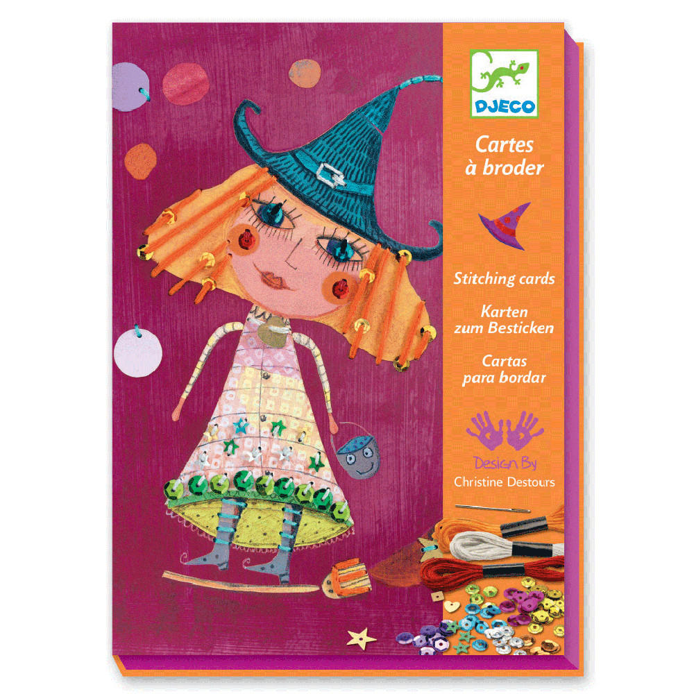 Witches stitching cards by Djeco