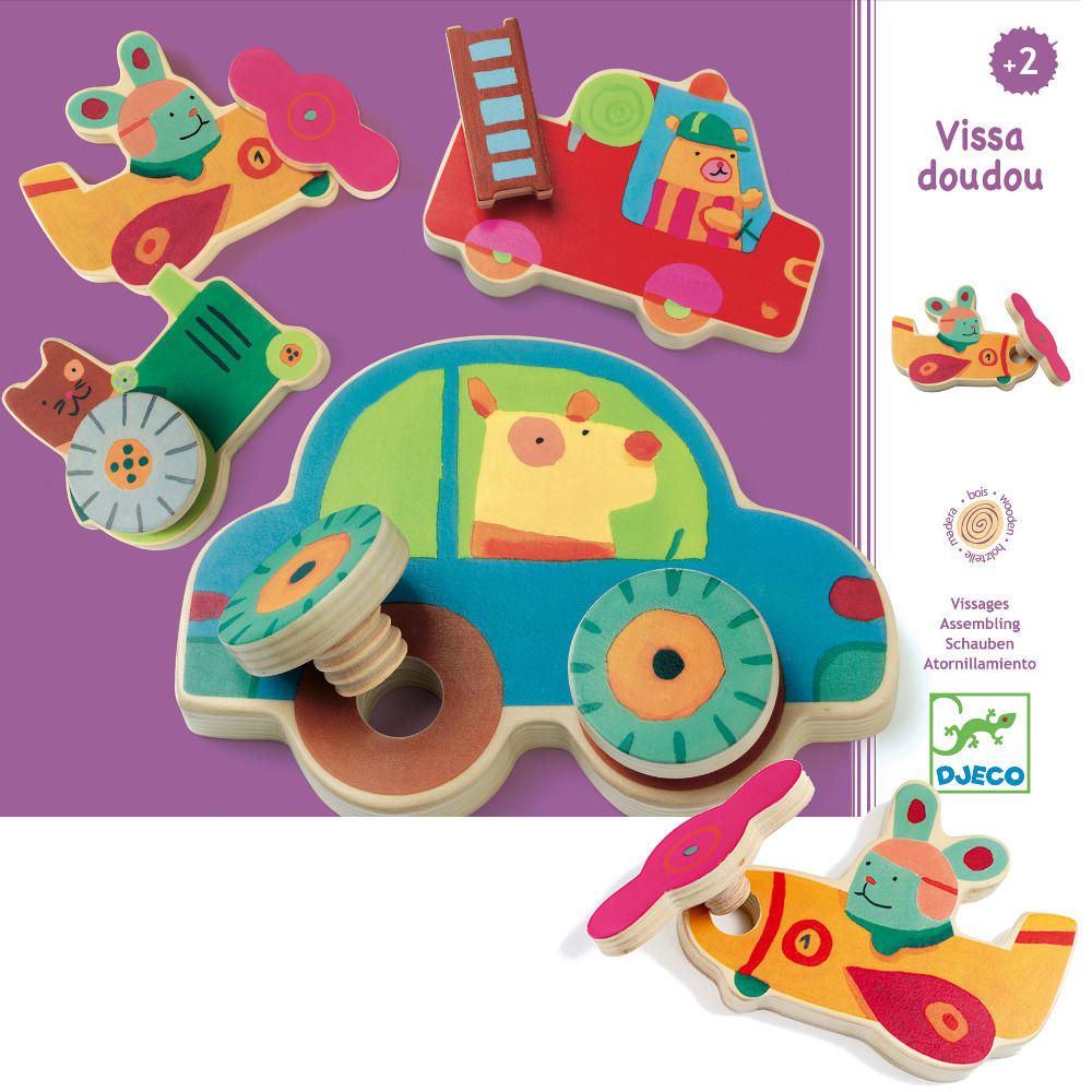 Djeco vehicle screwing dexterity toy