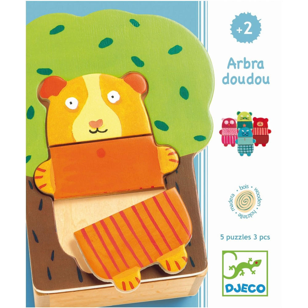 Djeco wooden animals and tree puzzle box