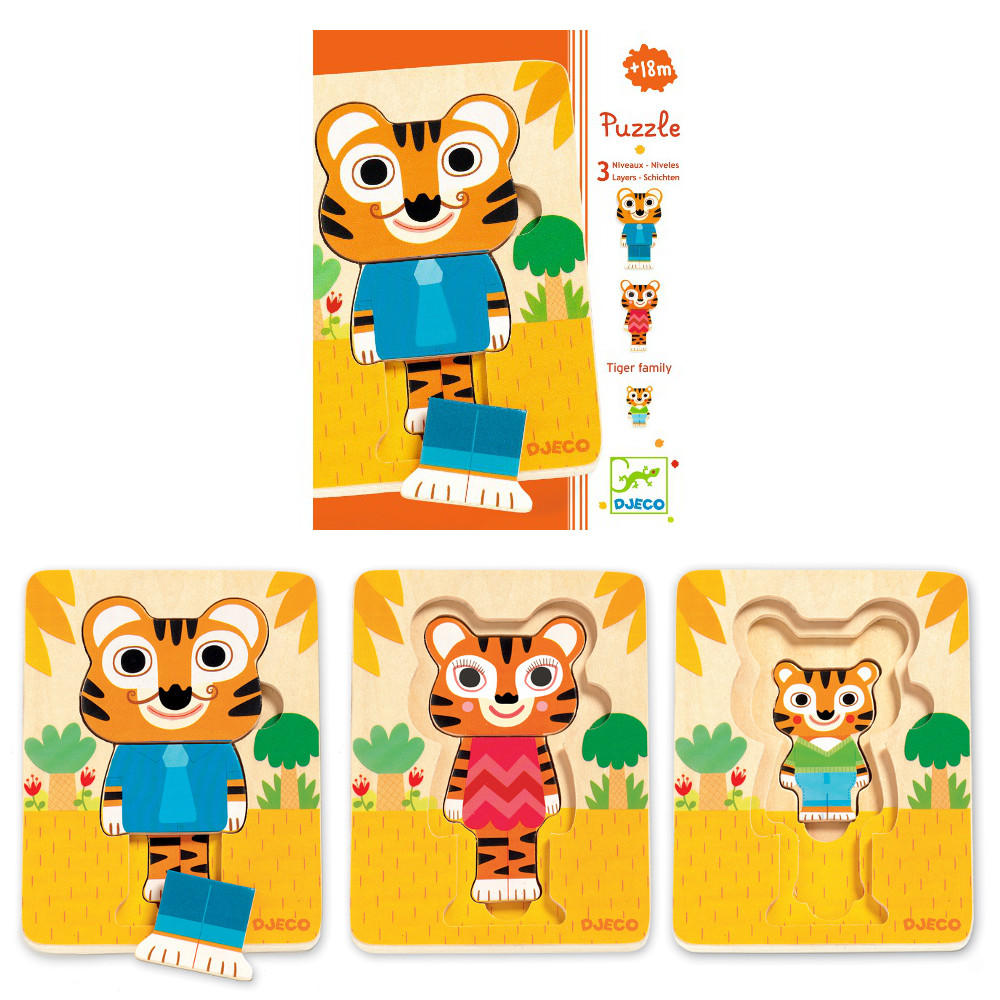 Tiger family 3 layer puzzle by Djeco
