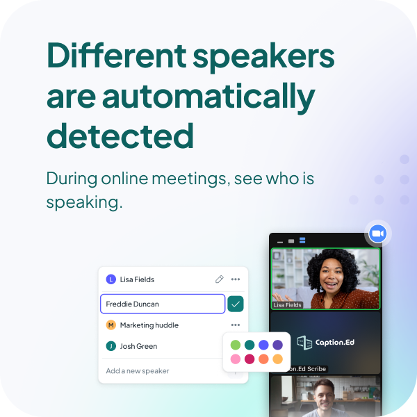 Different speakers are automatically detected
