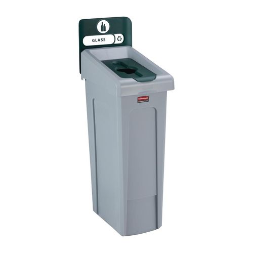 Rubbermaid Slim Jim Glass Recycling Station Green 87Ltr - DY086 - 1