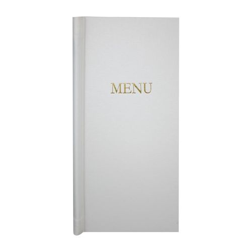 Slip Grip Menu Covers 2/3 Width A4 Size White - FB393 - 1