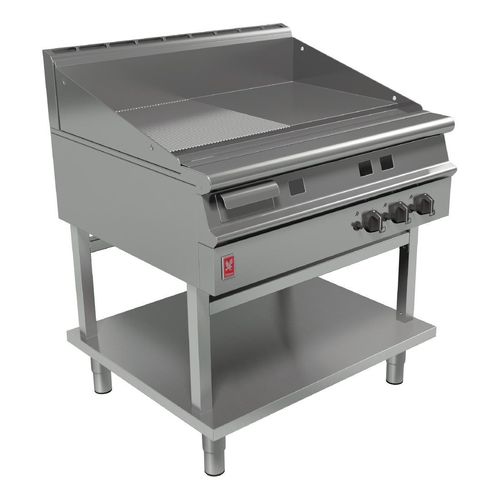 Falcon Dominator Plus 900mm Wide Half Ribbed Natural Gas Griddle on Fixed Stand G3941R - GP051-N - 1