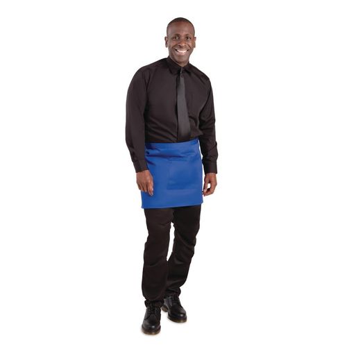 Whites Short Bistro Apron Blue