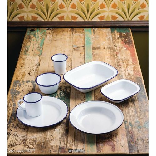 Olympia Large Enamel Soup Mugs 670ml (Pack of 6) - DC398 - 6