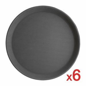 Bulk Buy Pack of 6 Olympia Kristallon Polypropylene Round Non-Slip Trays - S658 - 1