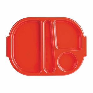 Olympia Kristallon Large Polycarbonate Compartment Food Trays Red 375mm - U037 - 1