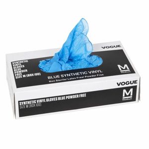Vogue Powder-Free Vinyl Gloves Blue Medium (Pack of 100) - CF403-M - 3