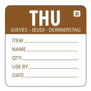 Vogue Dissolvable Day of the Week Labels Thursday (Pack of 250) - GH354 - 1