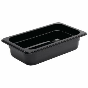 Vogue Polycarbonate 1/4 Gastronorm Container 65mm Black - U466 - 1