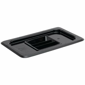 Vogue Polycarbonate 1/4 Gastronorm Lid Black - U477 - 1