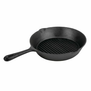 Vogue Round Cast Iron Ribbed Skillet Pan 267mm - M652 - 1