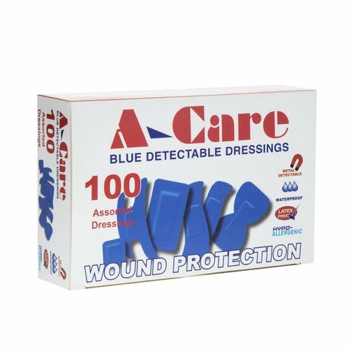 A-CARE DETECTABLE BLUE PLASTERS ASSORTED - BOX 100 - CB441 - 3