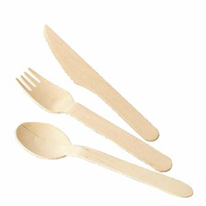Fiesta Compostable Disposable Wooden Dessert Spoons (Pack of 100) - CD904 - 3