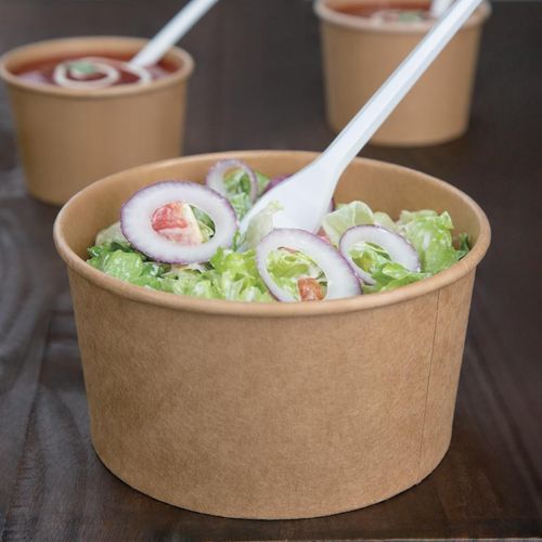 Fiesta Compostable Round Kraft Salad Bowls 1000ml / 35oz (Pack of 300) - FB198 - 2