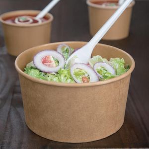 Fiesta Compostable Round Kraft Salad Bowls 1000ml / 35oz (Pack of 300) - FB198 - 3