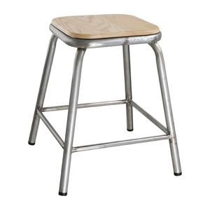 Bolero Galvanised Steel Low Stools with Wooden Seatpad (Pack of 4) - DE478 - 1