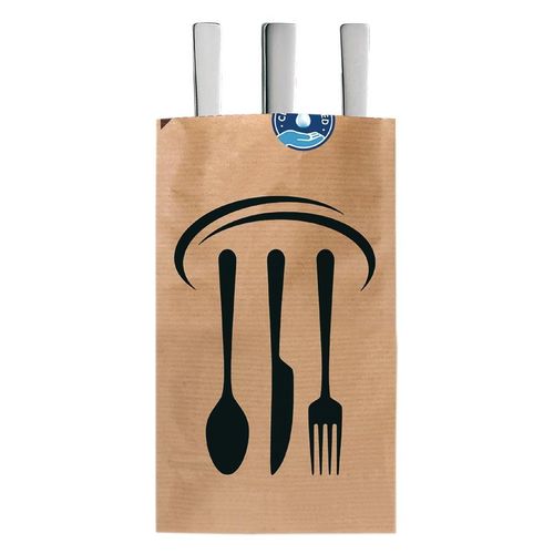 Kraft Recyclable Sealable Paper Cutlery Bags (Pack of 2000) - DF696 - 2