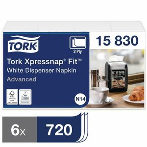Tork Xpressnap Fit Recycled Dispenser Napkin White 2Ply (Pack of 6x720) - FS373 - 1