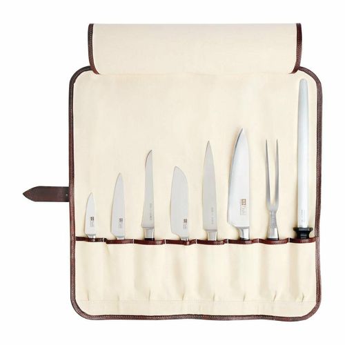 Boldric One Buckle Leather Knife Bag Brown 8 Slots - CM556 - 5
