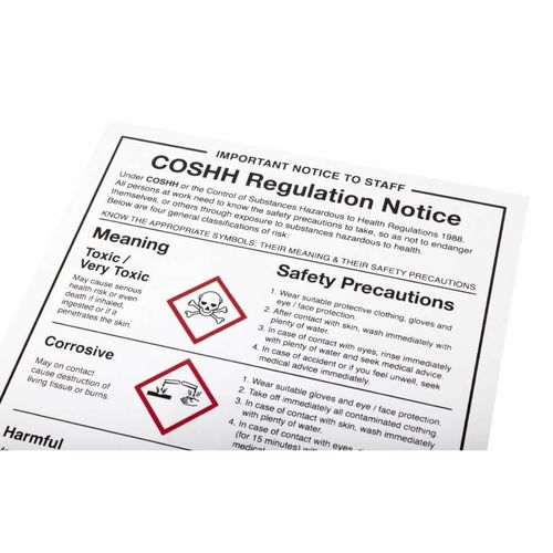COSHH Regulations Sign - W396 - 3