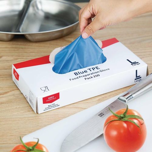 Nisbets Essentials Powder-Free TPE Gloves Blue L (Pack of 200) - FC488-L - 2
