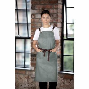 Southside Linen Blend Bib Apron Forest Green - BB690 - 1