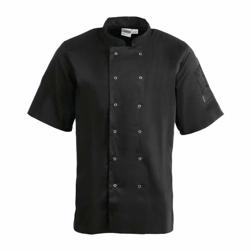Whites Vegas Unisex Chefs Jacket Short Sleeve Black XXL - A439-XXL - 1