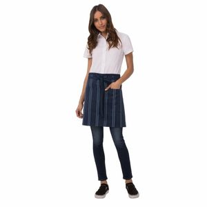 Chef Works Urban Presidio Navy Satin Stripe Half Bistro Apron - B452 - 1