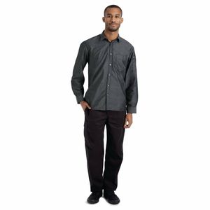 Chef Works Urban Detroit Long Sleeve Denim Shirt Black L - B775-L - 1