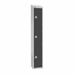 Elite Three Door Coin Return Locker with Sloping Top Graphite Grey - GR693-CNS - 1