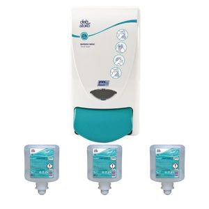 Deb Antibac Soap Dispenser and 3 Unperfumed Antibacterial Foam Hand Soaps 1Ltr - SA455 - 1