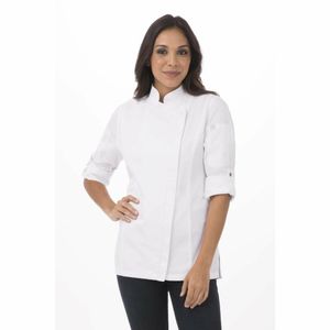 Chef Works Urban Womens Hartford Lightweight L/S Zipper Coat White Size M - BB271-M - 1