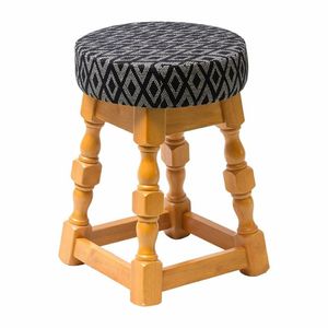 Classic Soft Oak Low Bar Stool with Black Diamond Seat (Pack of 2) - 1