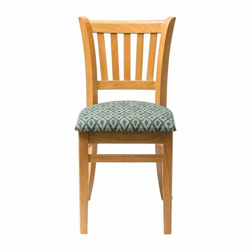 Manhattan Soft Oak Dining Chair with Green Diamond Padded Seat (Pack of 2) - 3