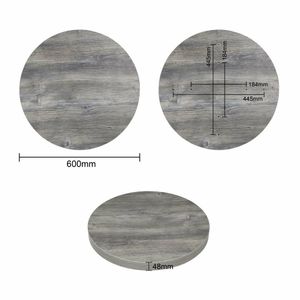 Bolero Pre-Drilled Round Melamine Table Top Ash Grey 600mm - 3
