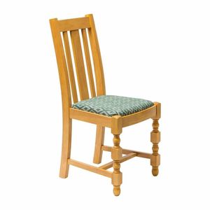 Manhattan Soft Oak High Back Dining Chair with Green Diamond Padded Seat (Pack of 2) - 1