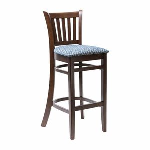 Manhattan Dark Walnut Bar Chair with Blue Diamond Padded Seat - 1