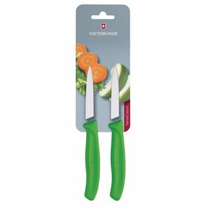 Victorinox Pointed Tip Paring Knife 8cm Green (Pack of 2) - CU551 - 1