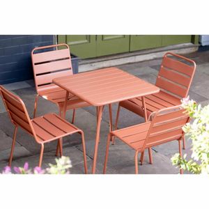 Bolero Terracotta Slatted Steel Side Chairs (Pack of 4) - CK063 - 3