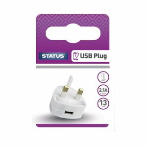 Status 1 Port USB Power Adapter White - DZ477 - 1