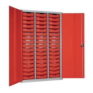 51 Tray High-Capacity Storage Cupboard - Red with Red Trays - HR670 - 1