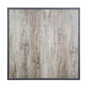 Bolero Wood Grain Effect Outdoor Tempered Glass Table Top Grey Trim 700mm - FU515 - 3