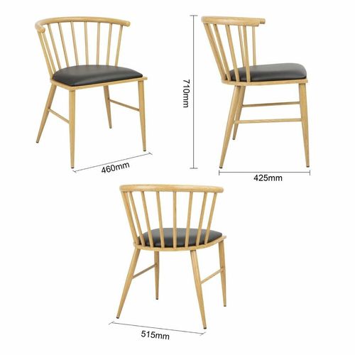 Bolero Harrowdene Padded Metal Side Chairs Wood Effect (Pack of 2) - FU528 - 7