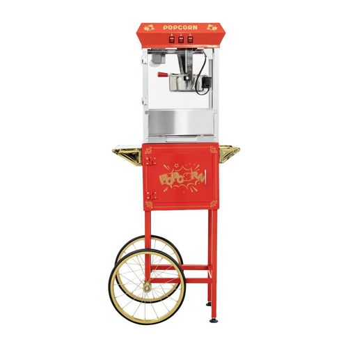 A1 Equipment 8oz Popcorn Machine with Cart Red - HT426 - 1