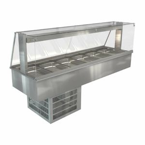 Cossiga Linear Series Drop-in Refrigerated Well w/Full Square Glass Gantry 2165mm - HT634 - 1