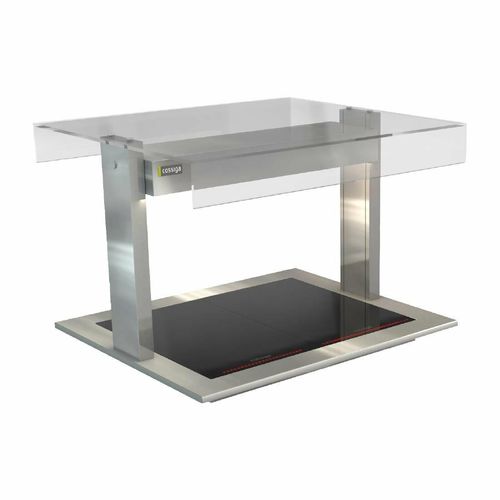 Cossiga Linear Series Drop-in Ceramic Glass Hotplate w/Flat Top Sneeze Guard 805mm - HT640 - 1